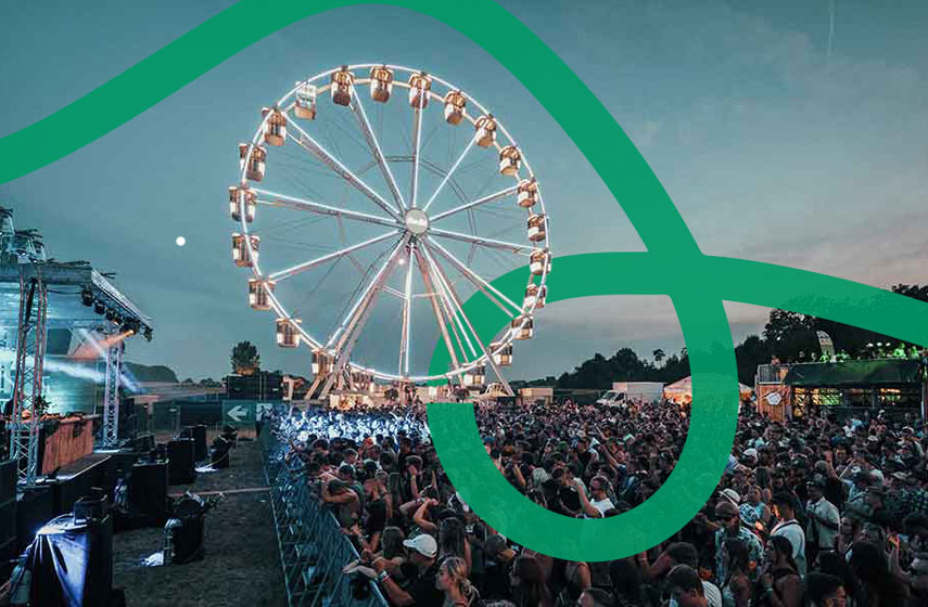 Gelände des Open Beatz Festivals mit Riesenrad